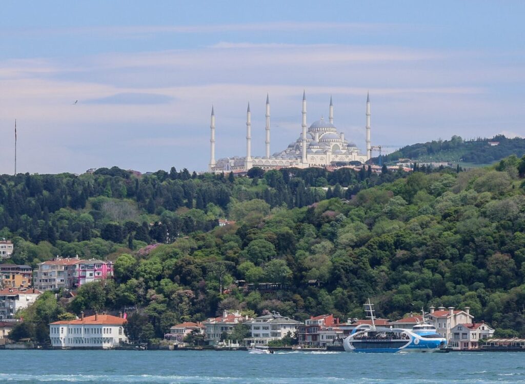 Camlica Mosque on the wooded hill above the Bosphorus on the Asian side of Istanbul