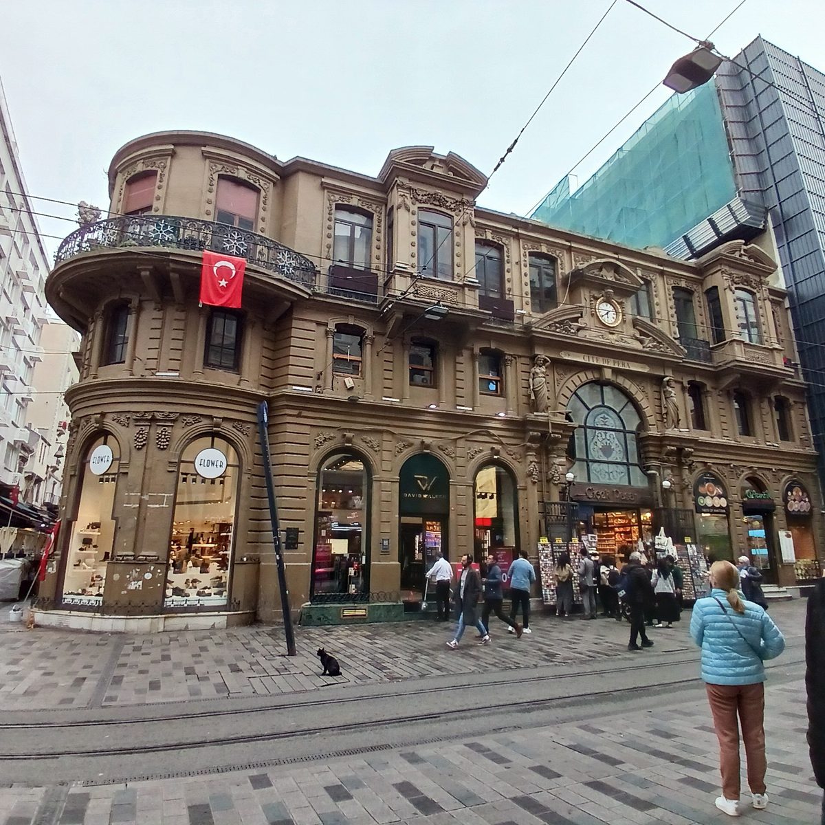 The ornate nineteenth-century facade of Cicek Pasaji on Istiklal Avenue in Beyoglu