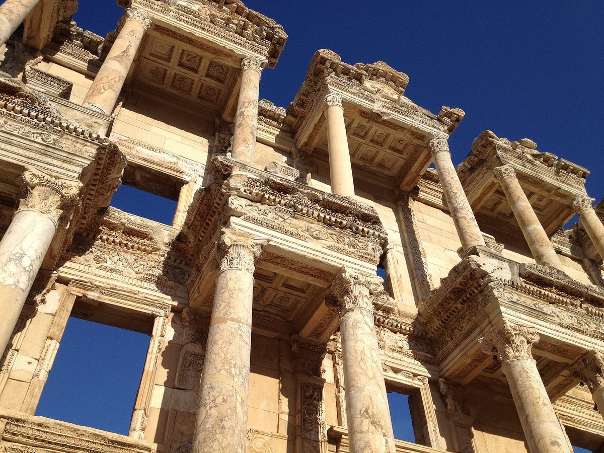 The ancient facade of the Library of Celsus at Ephesus, a common day-trip destination from Istanbul