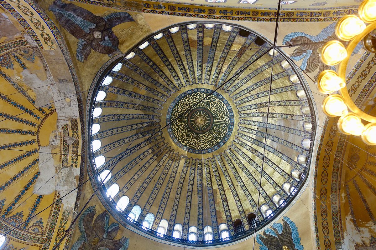 The interior of the dome of Hagia Sophia with its ring of forty windows