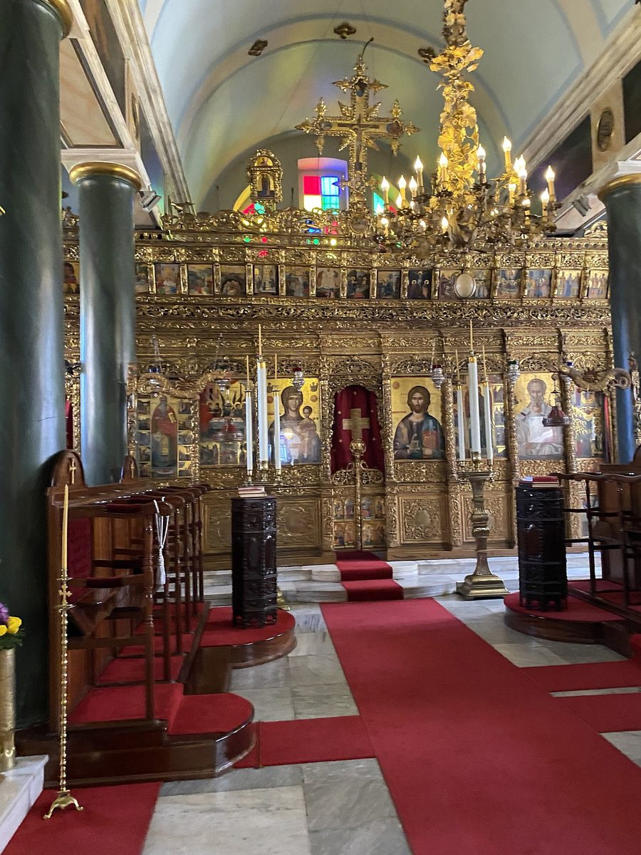 The gilded iconostasis of the Aya Triada church at the Halki seminary on Heybeliada