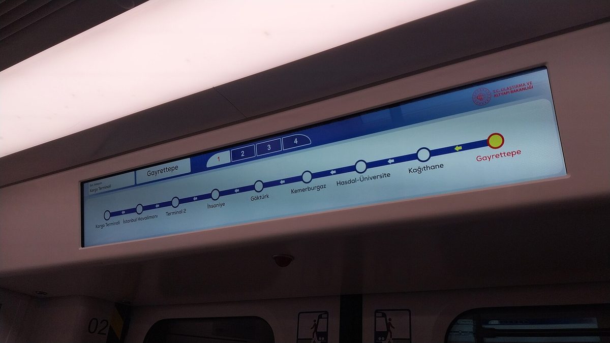 A map of the M11 metro line running from Istanbul Airport towards the city